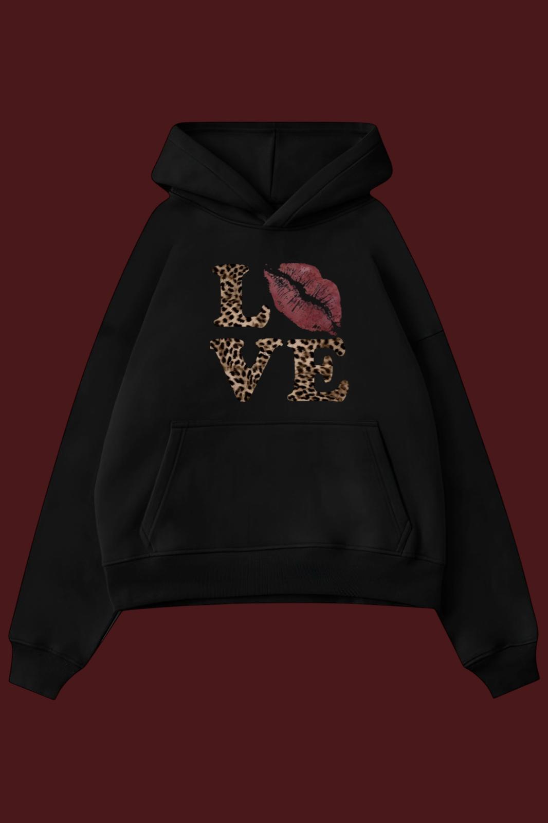 Black Love Kiss Leopard Sweatshirt