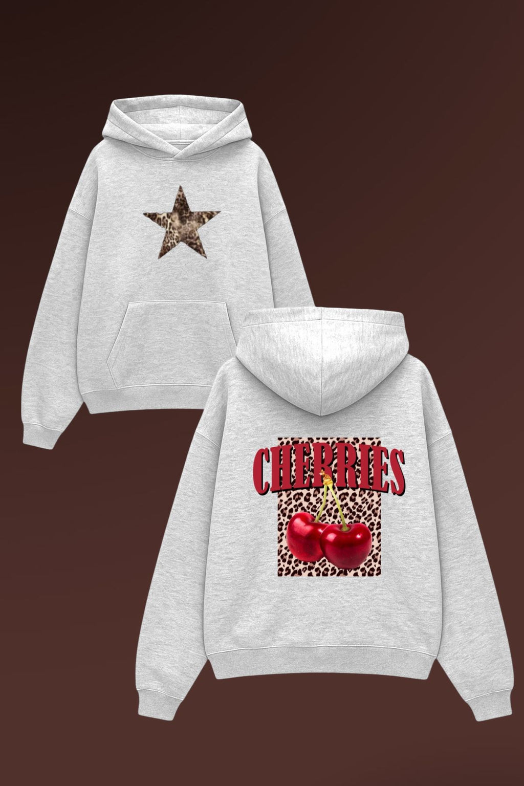 Grey Sırt Leopard Cherry Sweatshirt