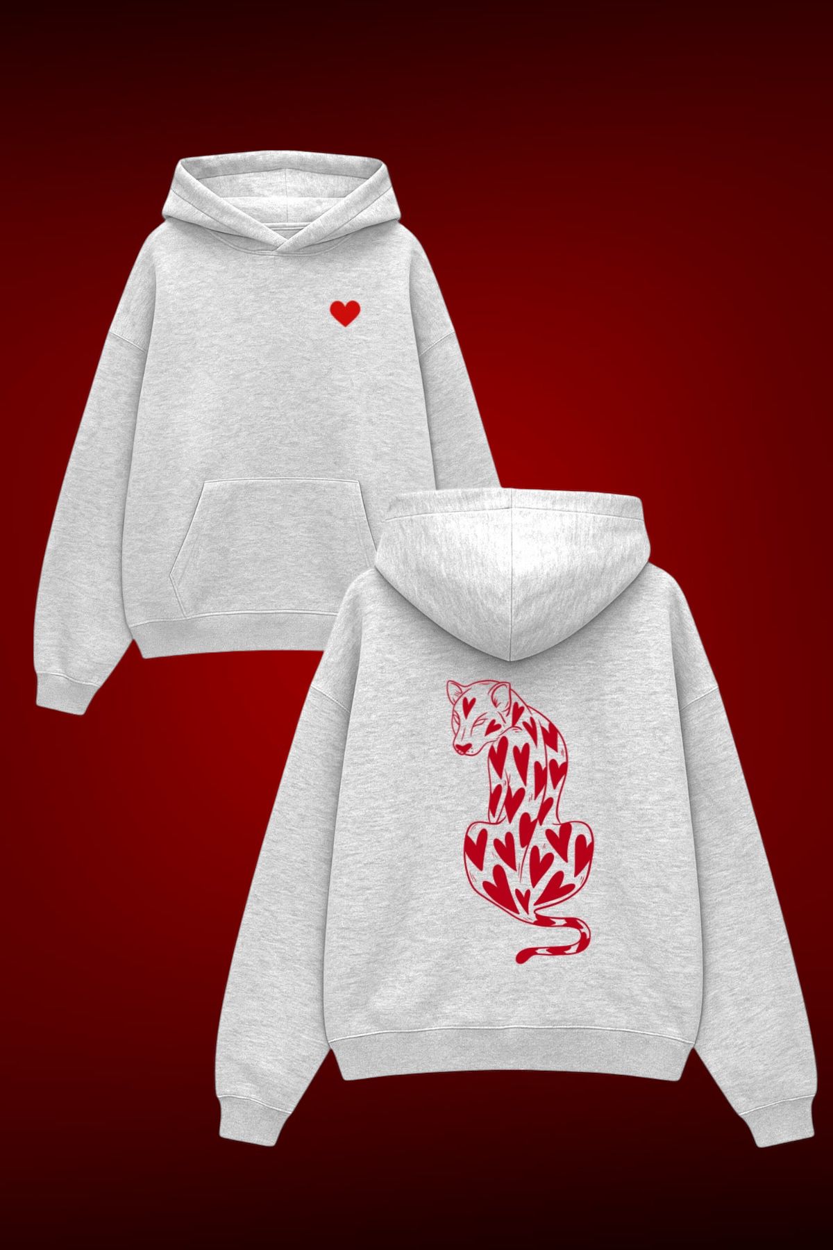 Grey Sırt Heart Tiger Sweatshirt