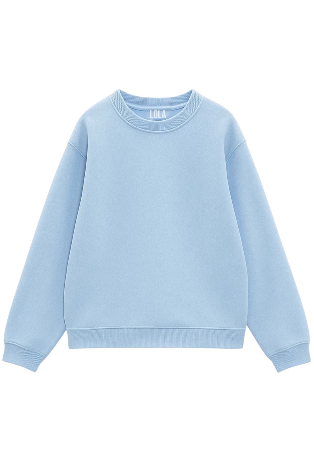 Baby Blue Sıfır Yaka Sweatshirt