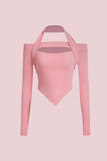 Pink Shoulder Detail Bluz