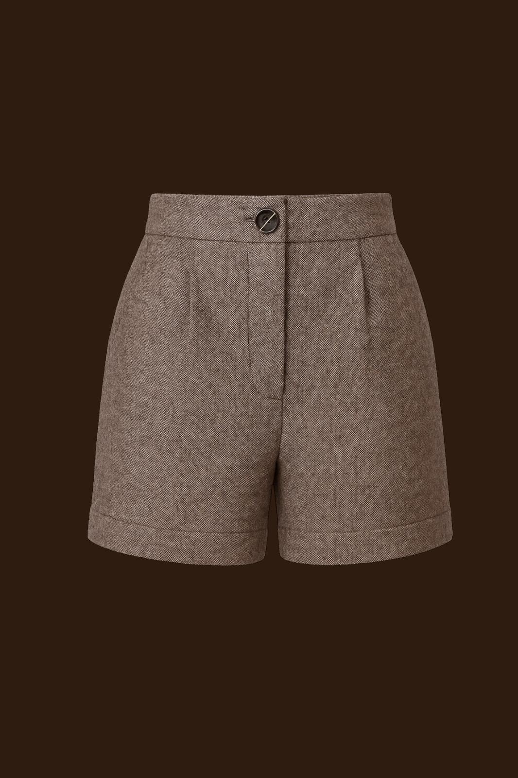 Brown Tweed Dokuma Şort