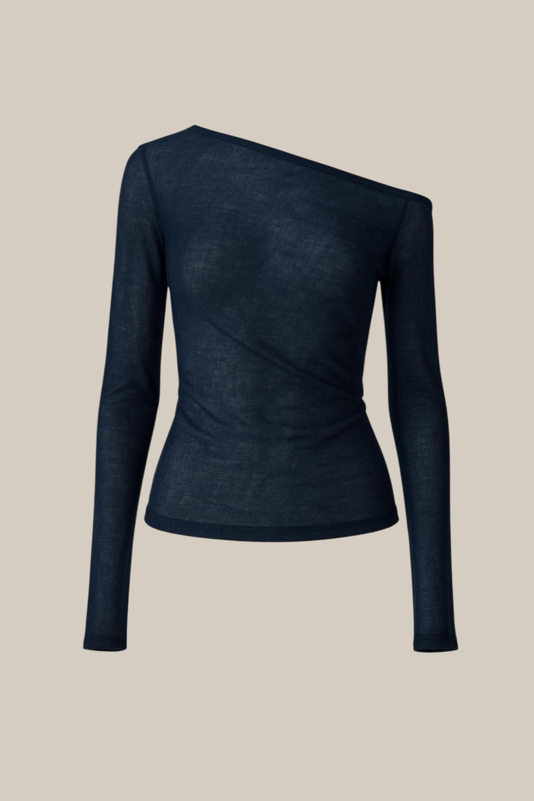Navy Blue Transparan Bluz