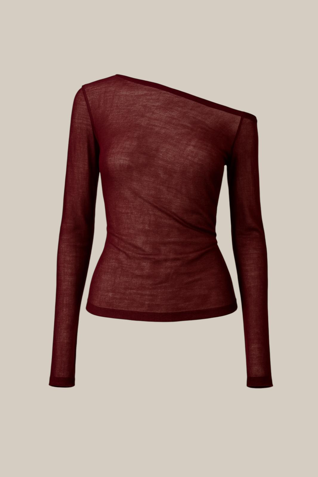 Burgundy Transparan Bluz