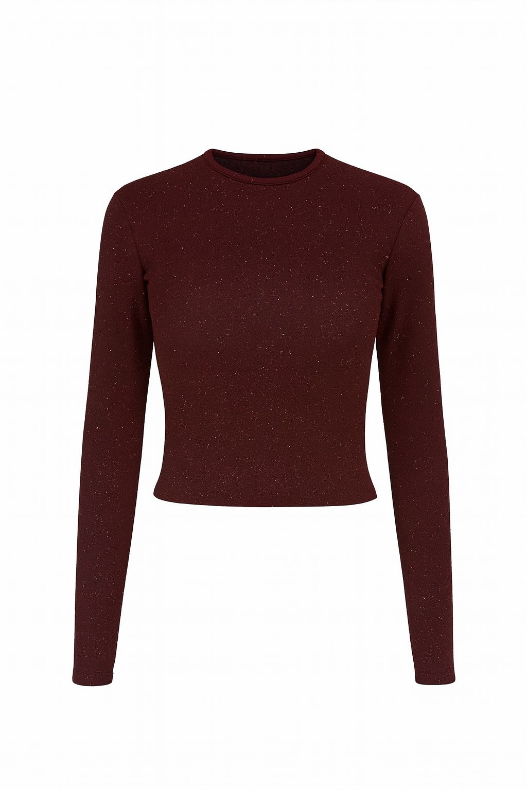 Burgundy Simli Sırt Dekolteli Crop