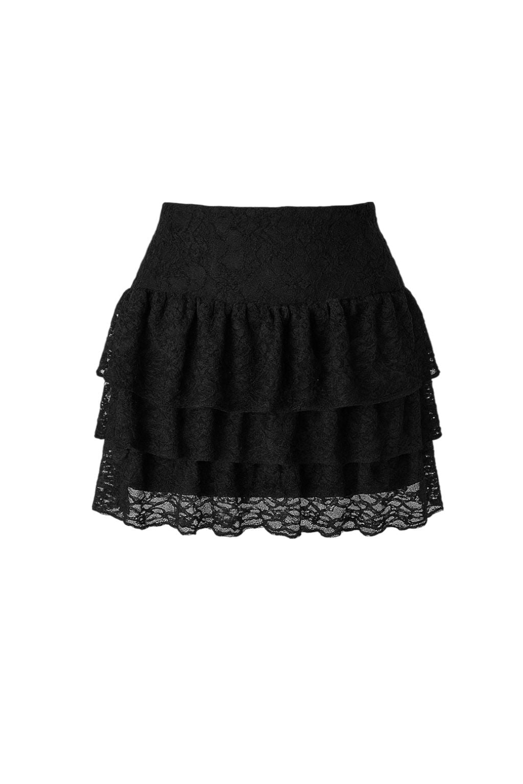 Black Pileli Dantel Etek