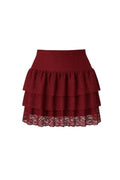 Burgundy Pileli Dantel Etek