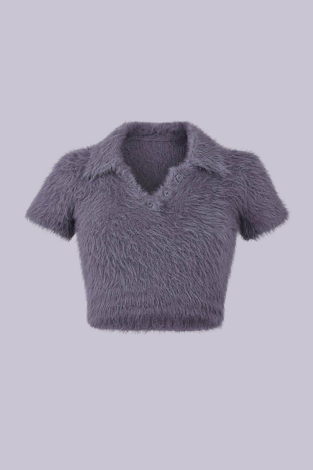 Lila Peluş Baby Tee