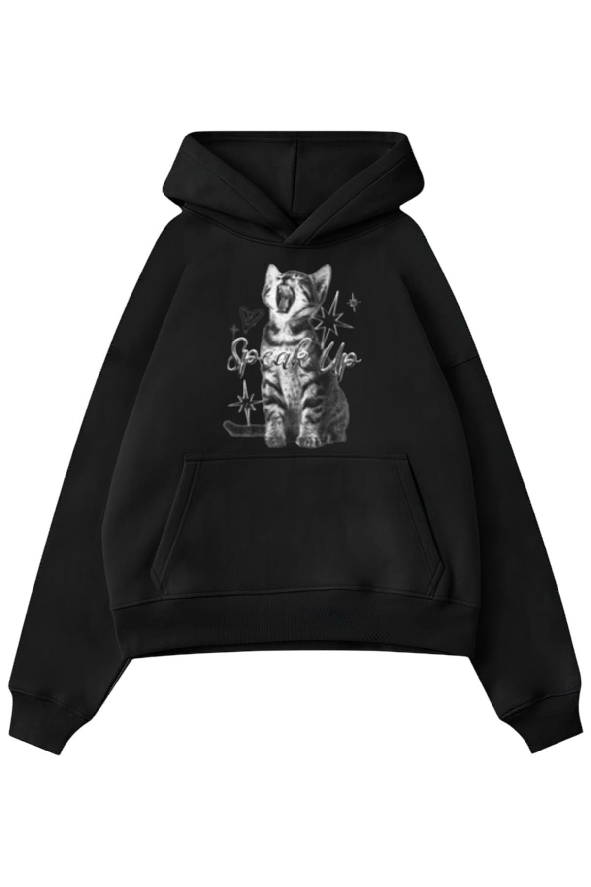 Black Speak Up Cat Sweatshirt