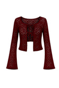 Burgundy Dantelli Bağlamalı Hırka