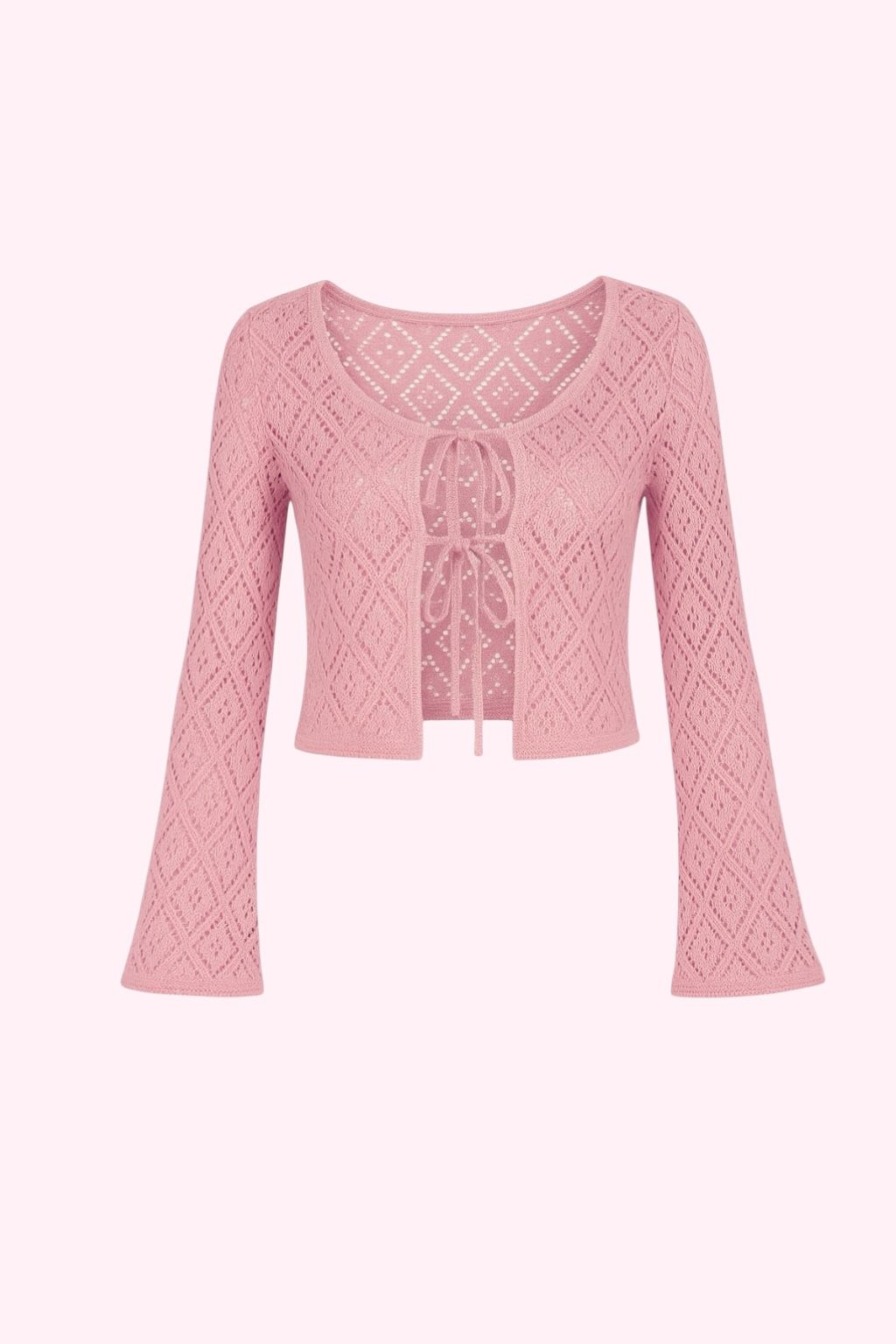 Pink Dantelli Bağlamalı Hırka
