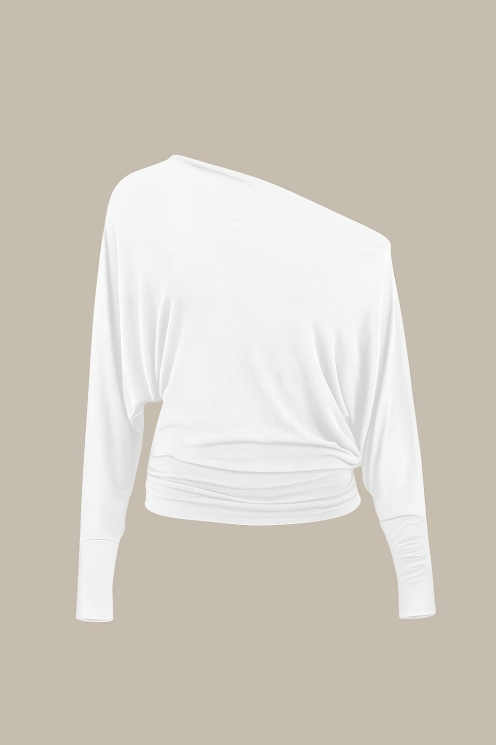 White Omuzu Açık Bele Oturan Bluz
