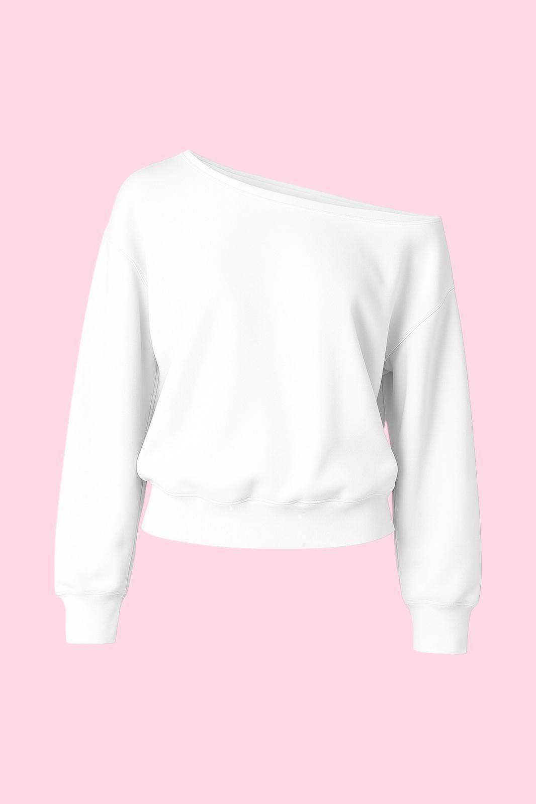 White Kayık Yaka Sweatshirt
