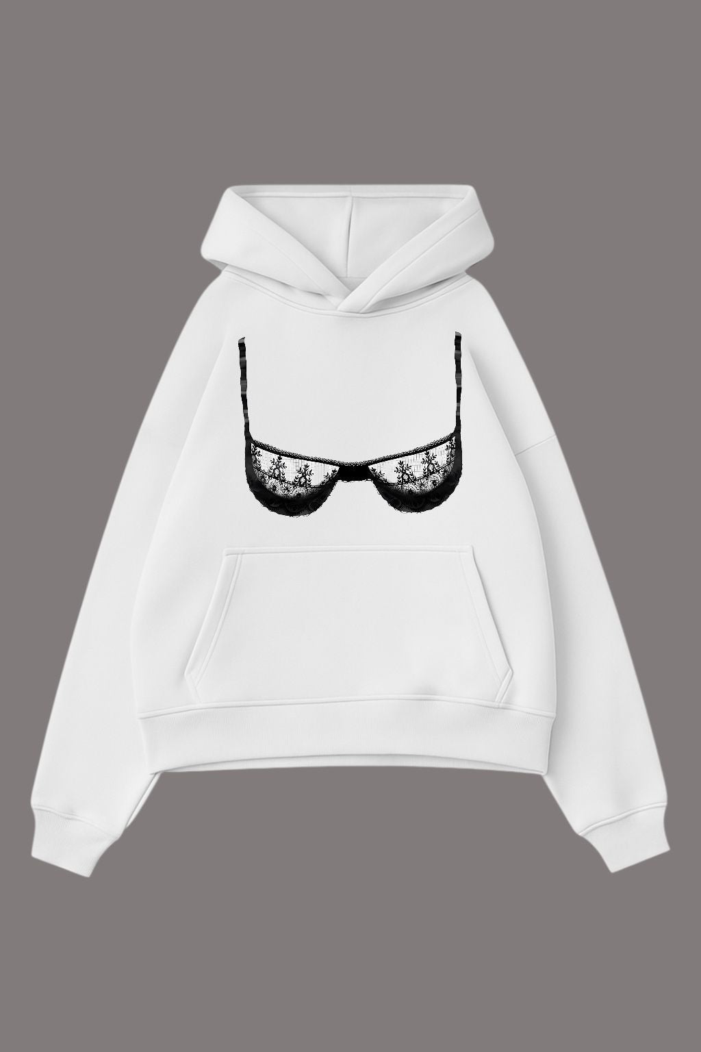 White Lace Bra Basic Sweatshirt