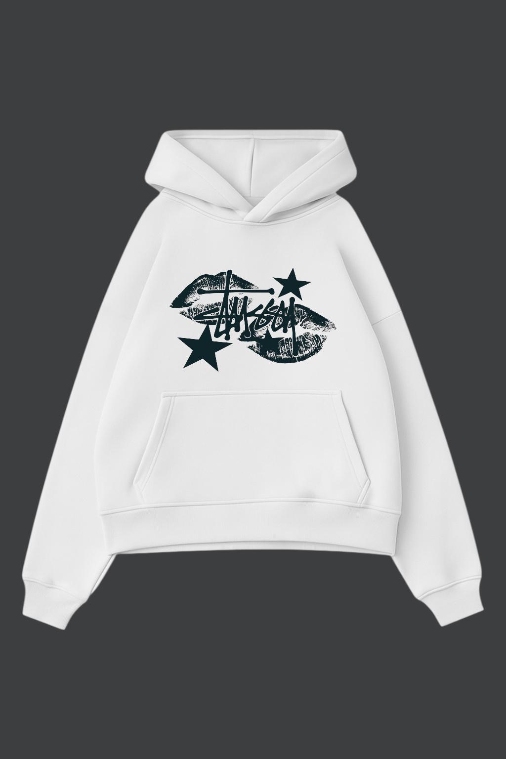 White Two Lips Star Sweatshirt