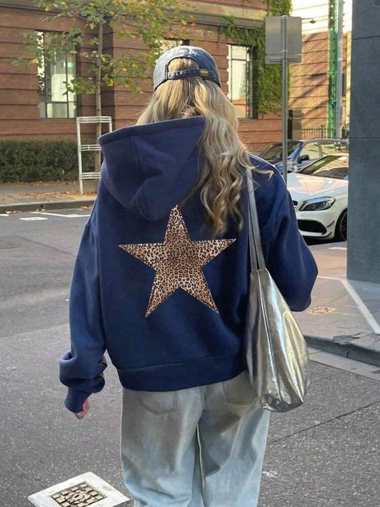 Navy Blue Leopard Star Sweatshirt