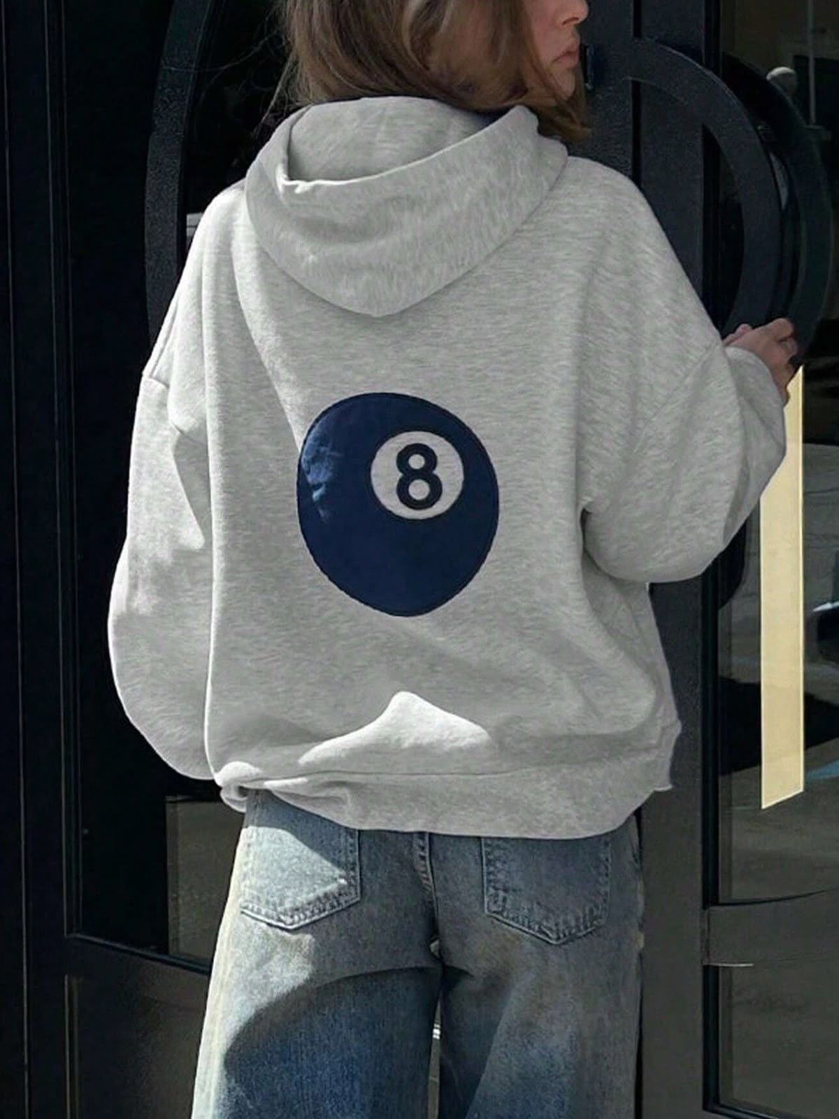 Grey Sırt Bilardo Eight Sweatshirt