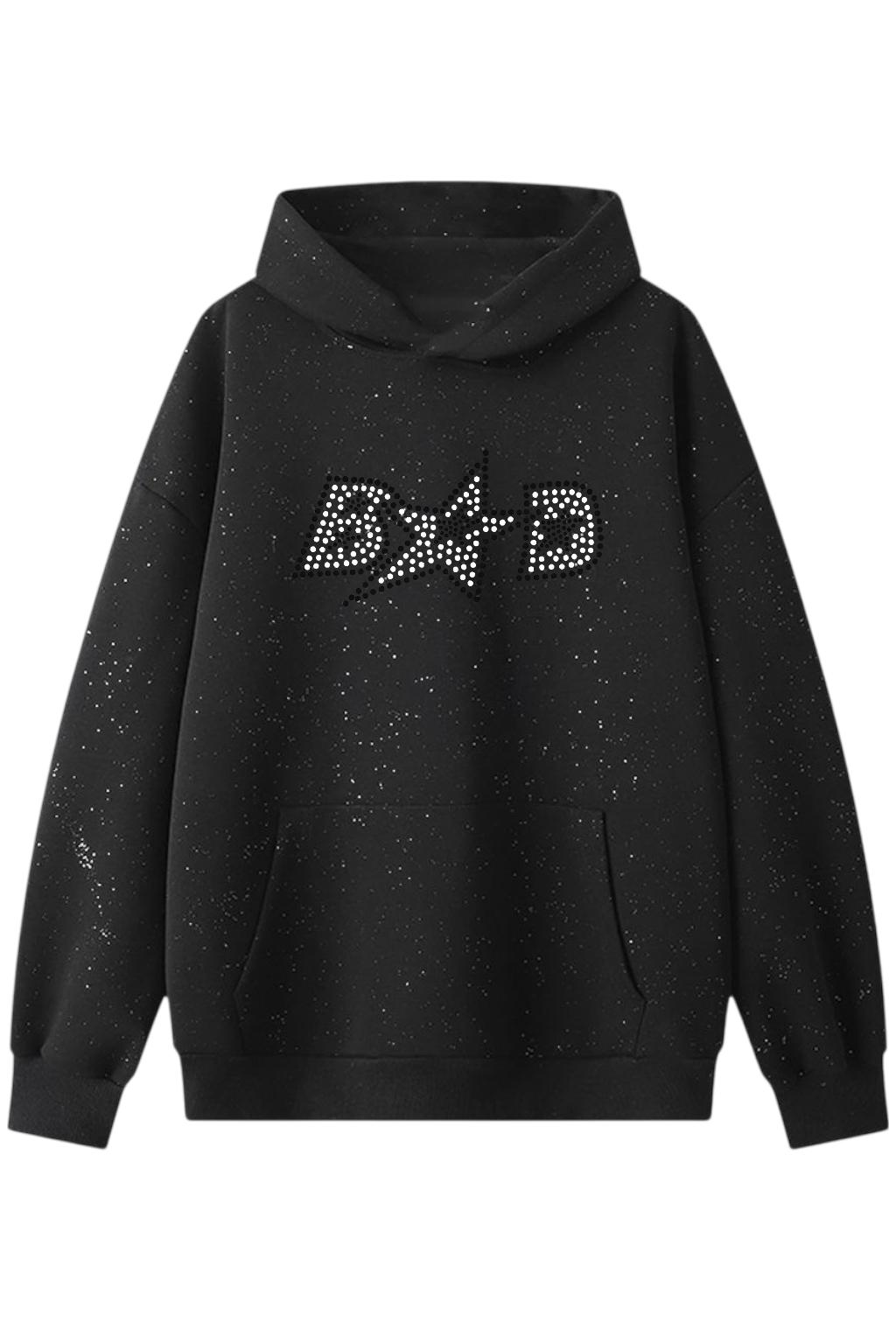 Black Simli Bad Taşlı Sweatshirt