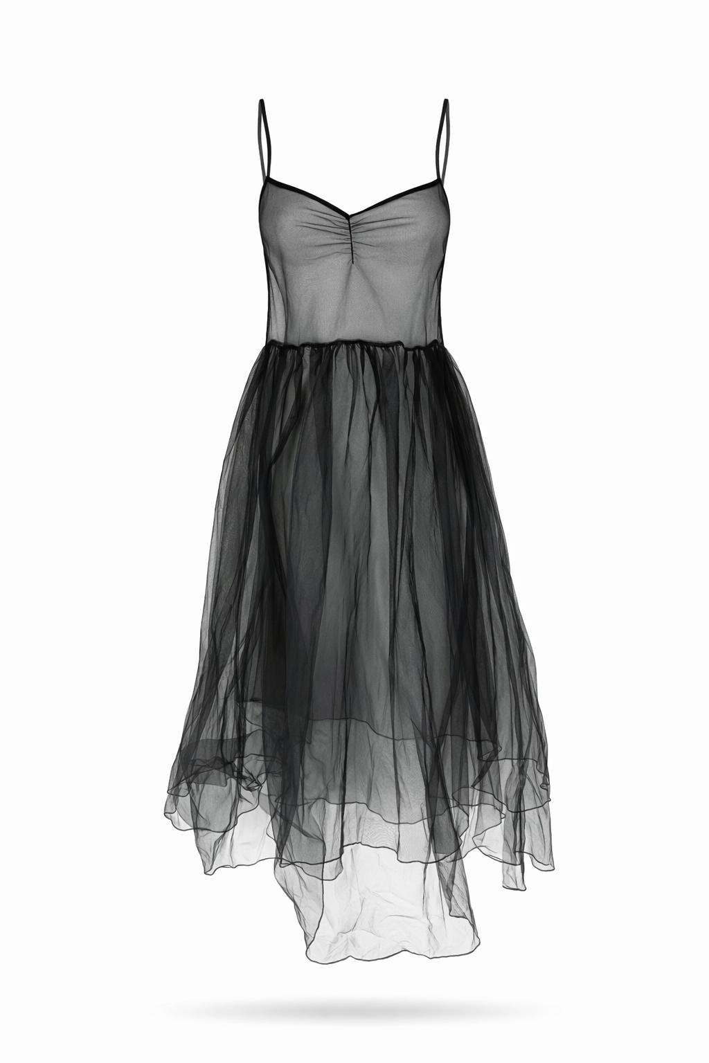 İnce Askılı Tül Elbise