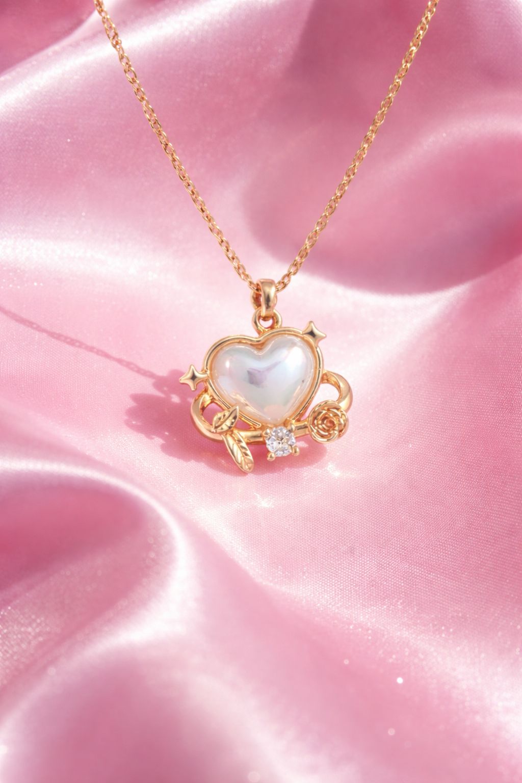 İnci Kalp Çelik Kolye