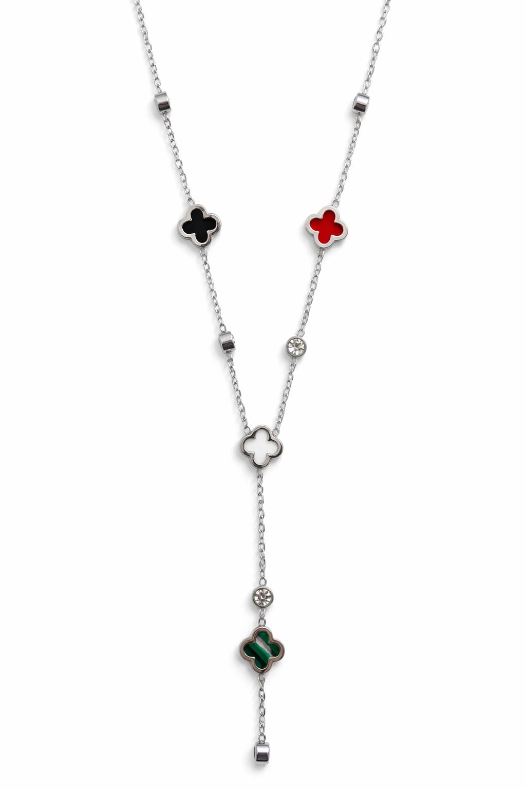 Silver Renkli Yonca Çelik Kolye