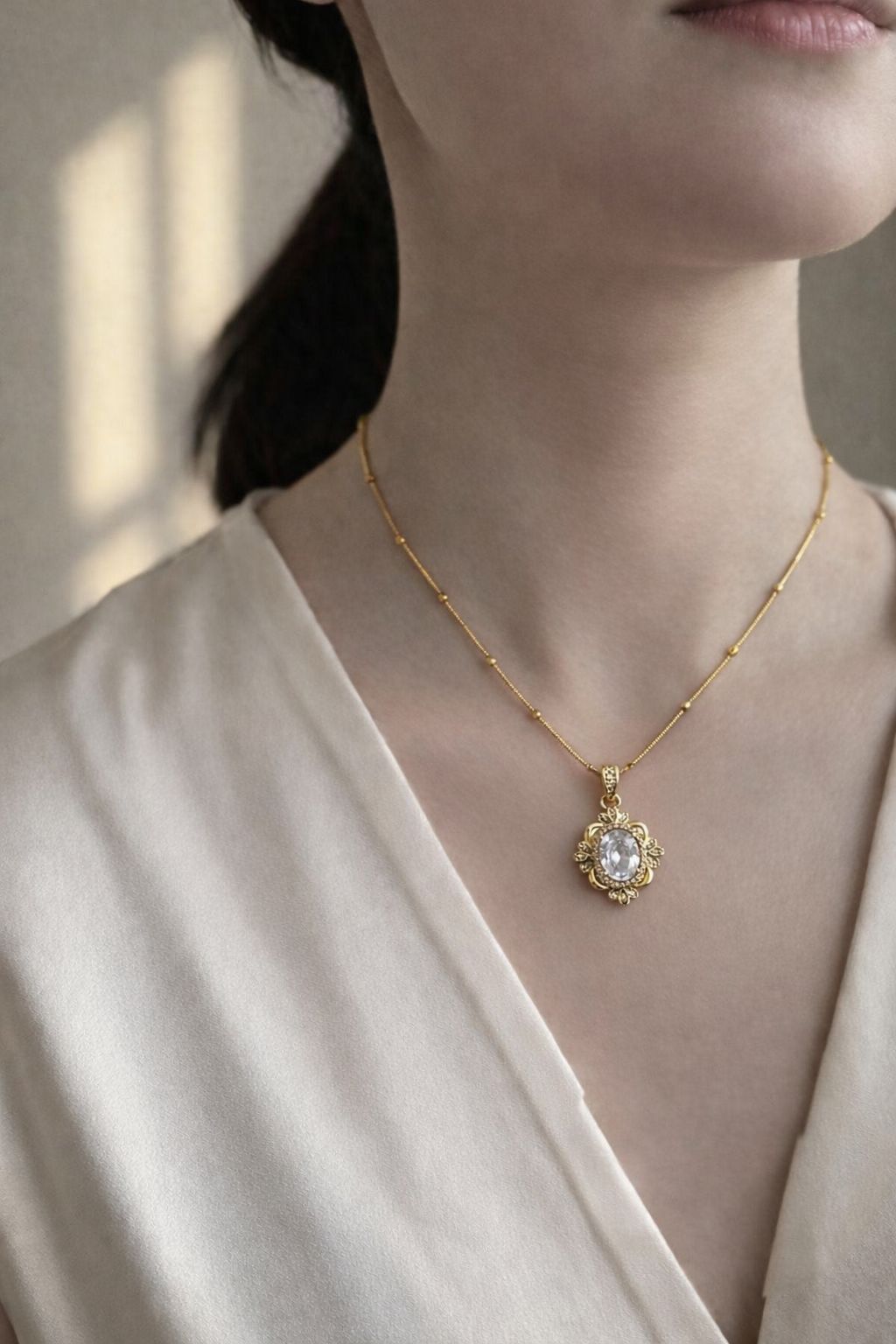 Gold Stone Etnik Çelik Kolye