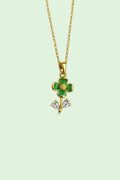 Gold Green Flower Çelik Kolye