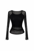Black Kolları Tül Astarlı Bluz