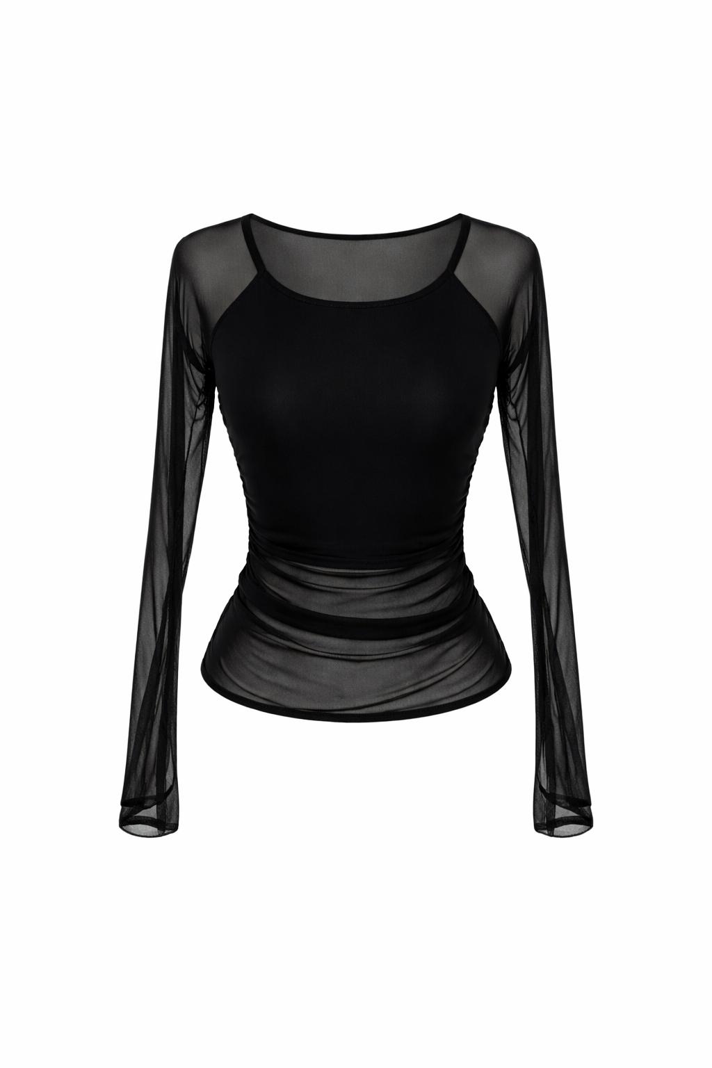 Black Kolları Tül Astarlı Bluz