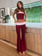 Burgundy Electra Straplez Tayt Takım