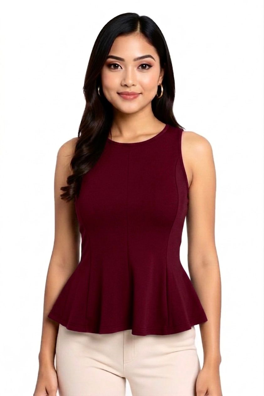 Burgundy Alora Detaylı Parçalı Bluz