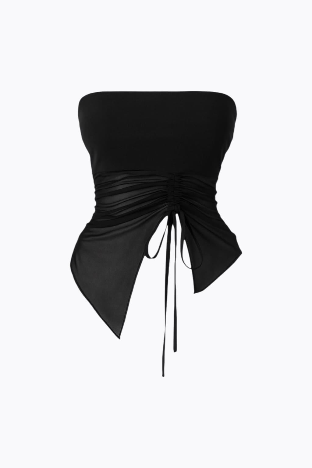 Straplez Black Asimetrik Bluz
