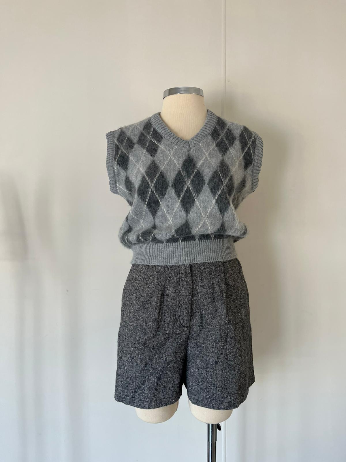 Grey Tweed Dokuma Şort