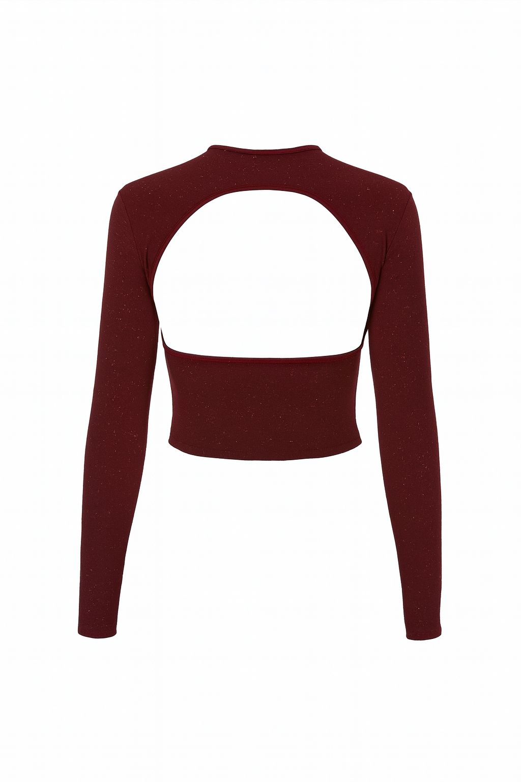 Burgundy Simli Sırt Dekolteli Crop