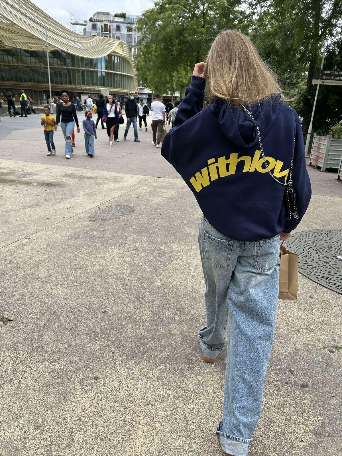 Navy Blue Sırt Withlove Sweatshirt