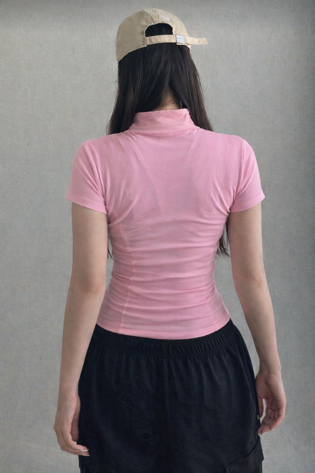 Pink Kısa Kollu Fermuarlı Bluz