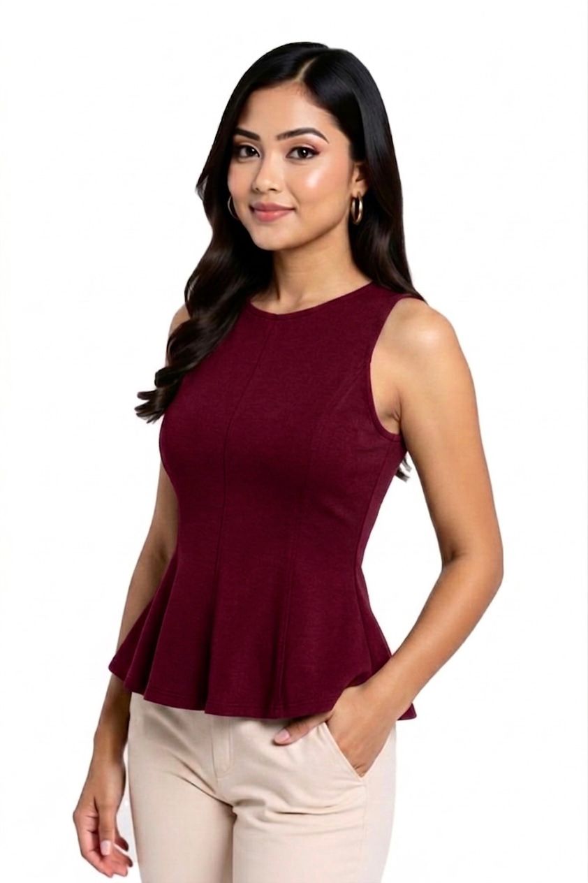Burgundy Alora Detaylı Parçalı Bluz