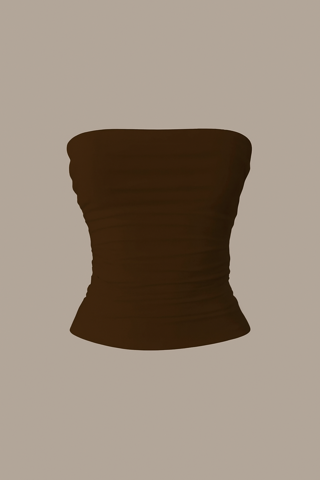 Brown Büzgülü Straplez Baby Tee