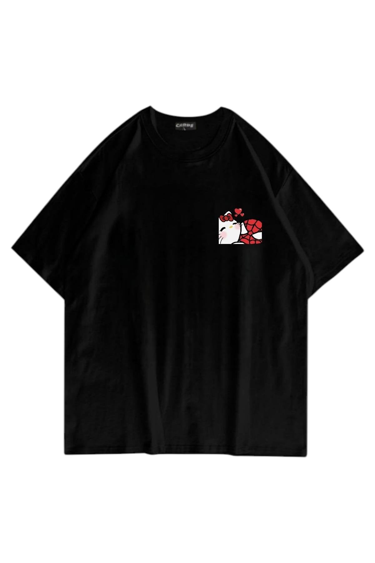 Black Kitty Spider Oversize Tshirt