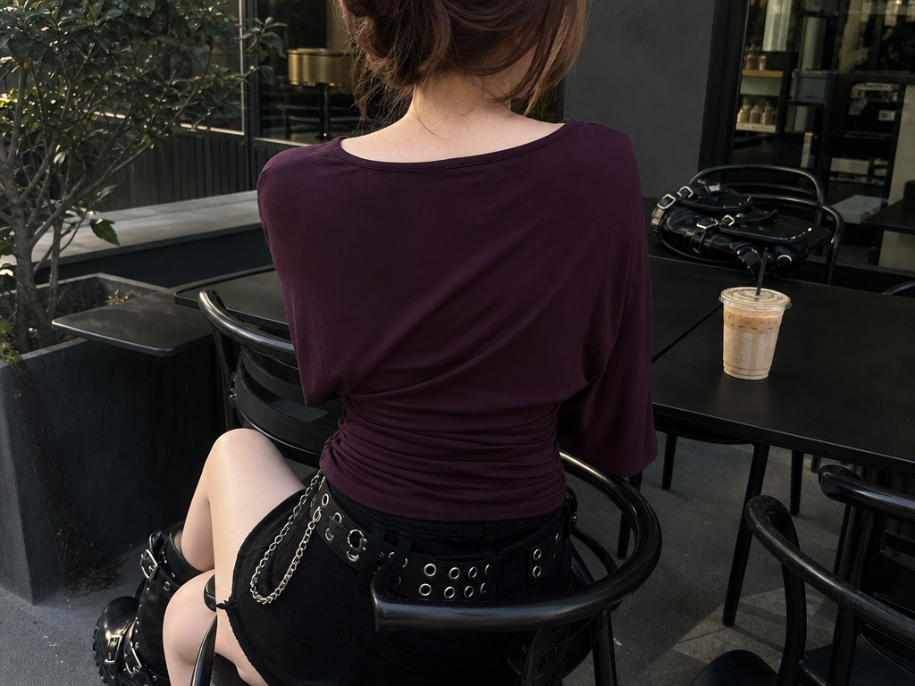 Burgundy Arkadan Bağlamalı Bluz