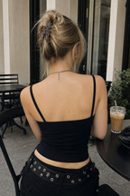 Black Yanları Büzgülü İp Askılı Bluz