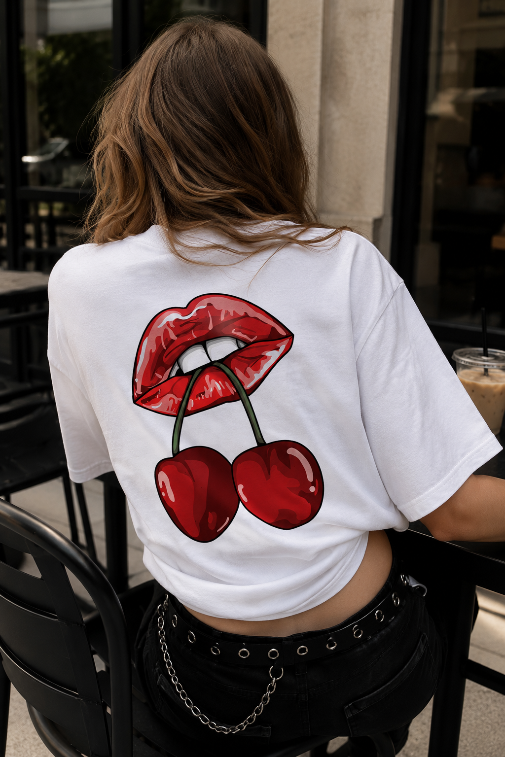White Lips Cherry Oversize T-shirt