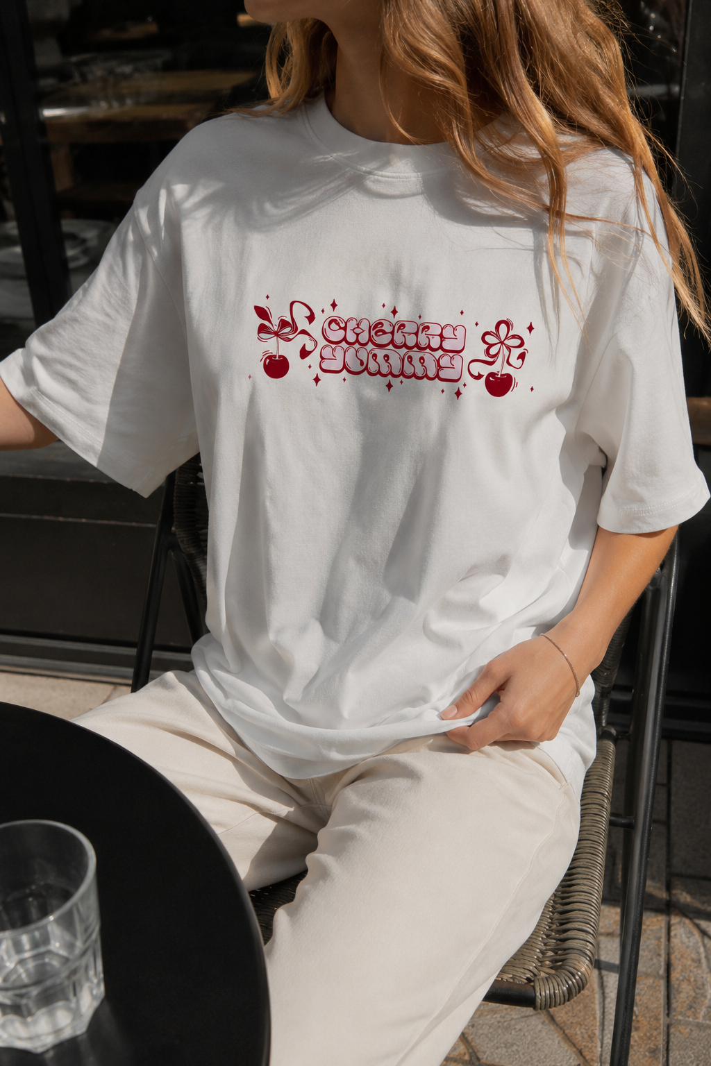 White Lips Cherry Oversize T-shirt