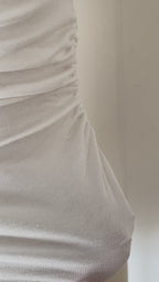 White Kayık Yaka Büzgülü Kısa Bluz