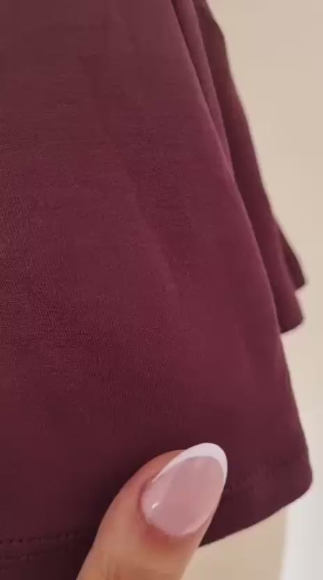 Burgundy Alora Detaylı Parçalı Bluz