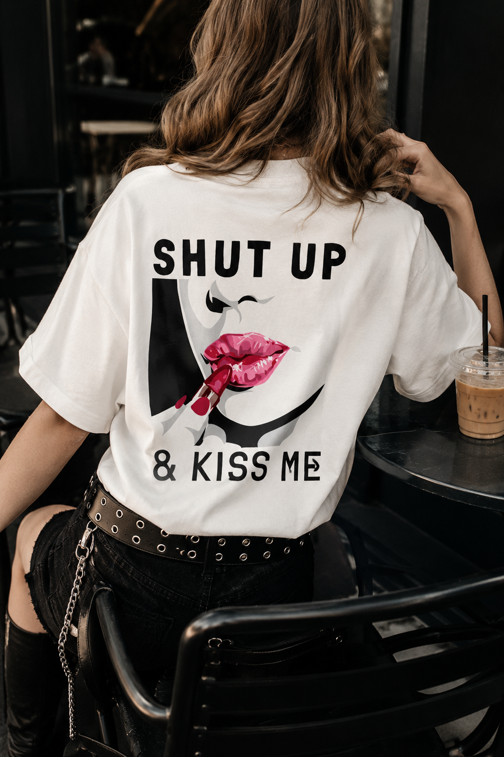 White Shut Up Kiss Me Oversize T-shirt
