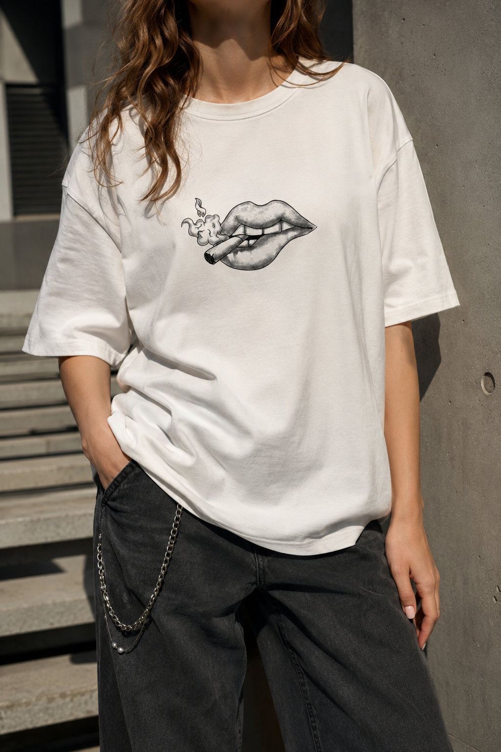 White Shut Up Kiss Me Oversize T-shirt
