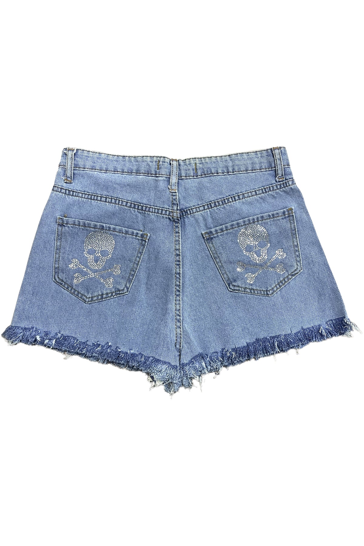 Taşlı Skull Arka Cep Detay Şort