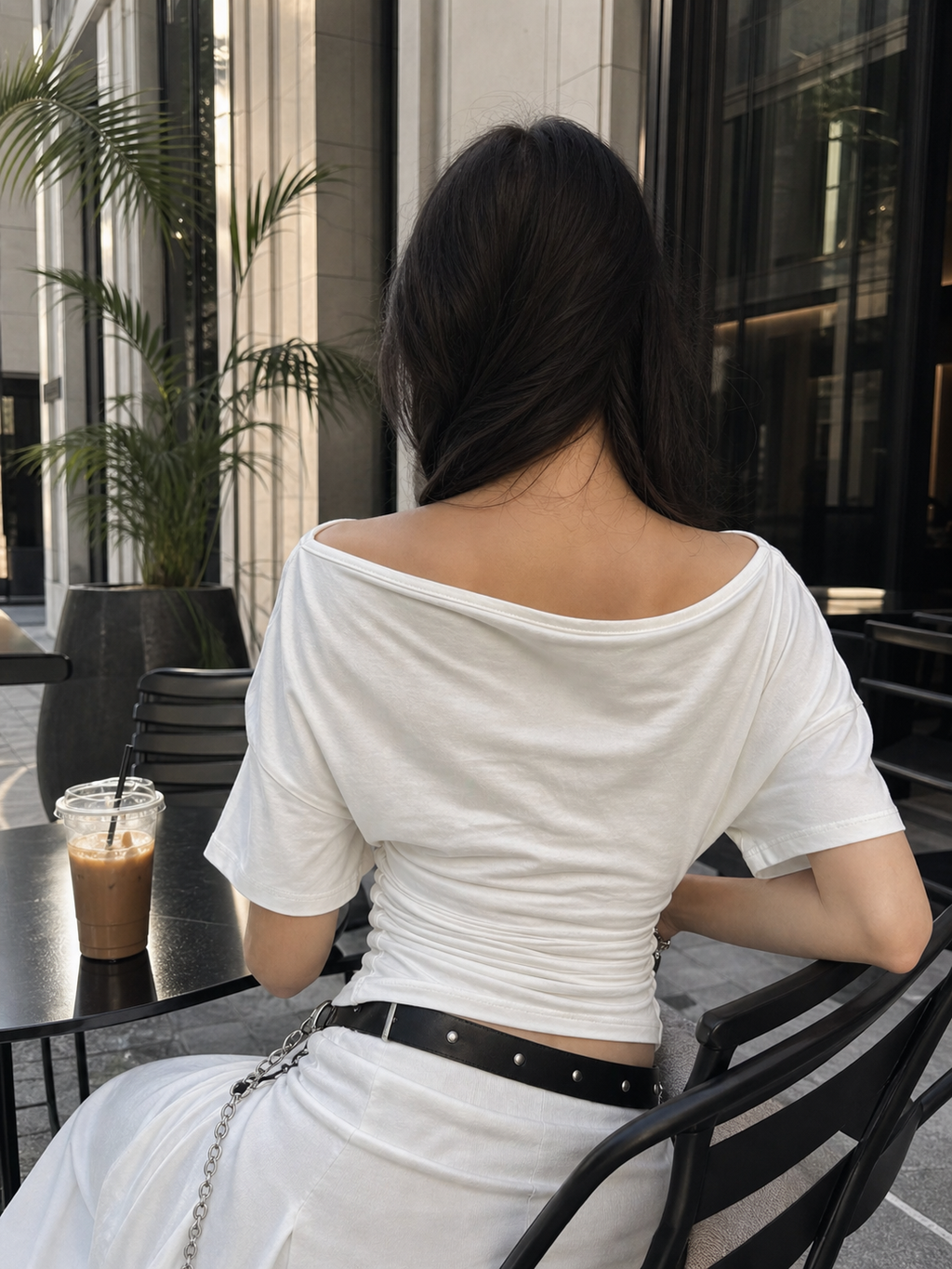 White Yanları Büzgülü Yarım Yarasa Bluz